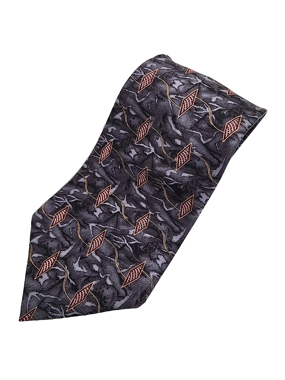 Bill Blass Black Label Gray with Diamond Accents Silk Necktie - Like New